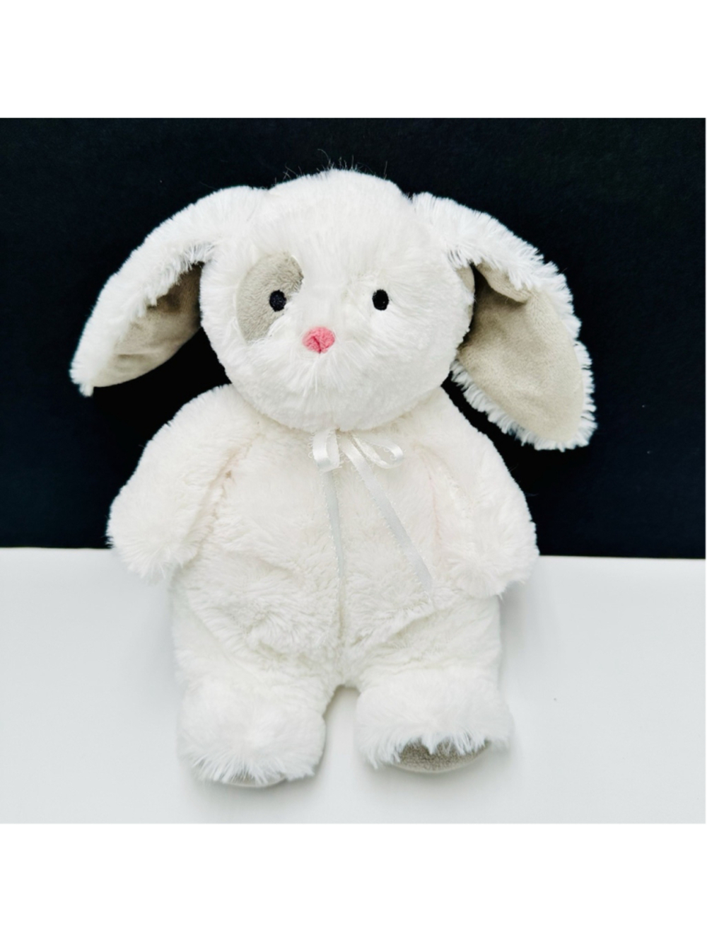Carters Cuddle Plush Gray White BUNNY Rabbit 9” Security Lovey Baby Toy Read